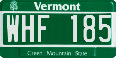 VT license plate WHF185
