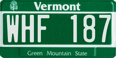 VT license plate WHF187