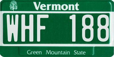 VT license plate WHF188