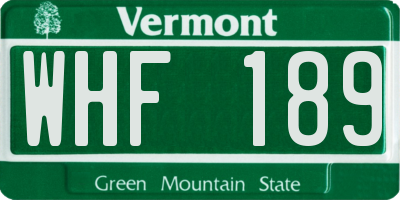 VT license plate WHF189