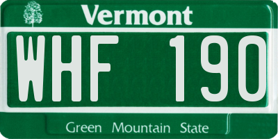VT license plate WHF190