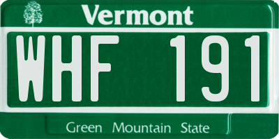 VT license plate WHF191