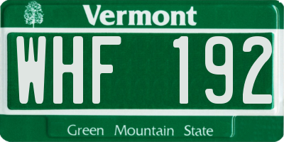 VT license plate WHF192