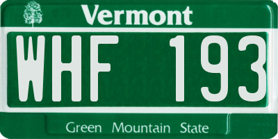 VT license plate WHF193