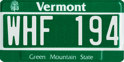 VT license plate WHF194