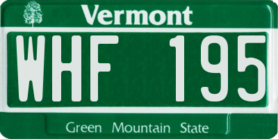 VT license plate WHF195