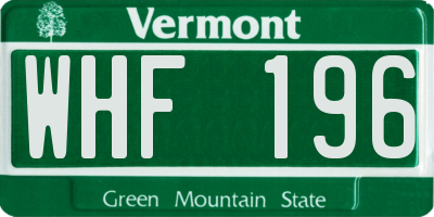 VT license plate WHF196