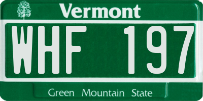 VT license plate WHF197