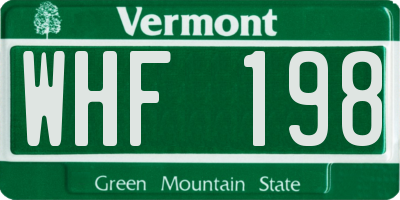 VT license plate WHF198