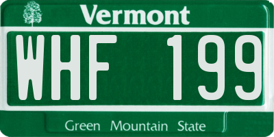 VT license plate WHF199
