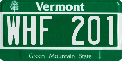 VT license plate WHF201