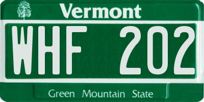 VT license plate WHF202