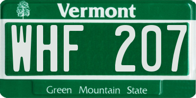 VT license plate WHF207