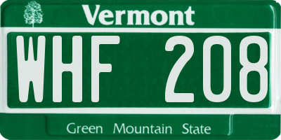 VT license plate WHF208
