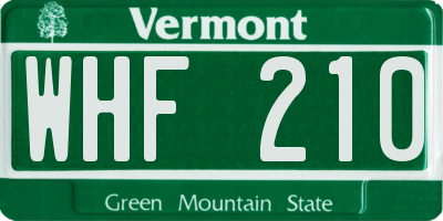 VT license plate WHF210