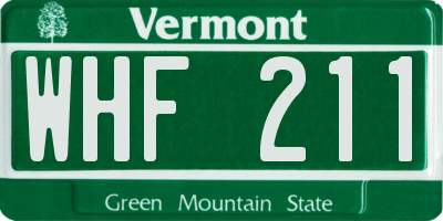 VT license plate WHF211