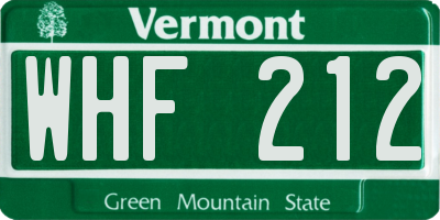 VT license plate WHF212
