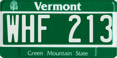 VT license plate WHF213