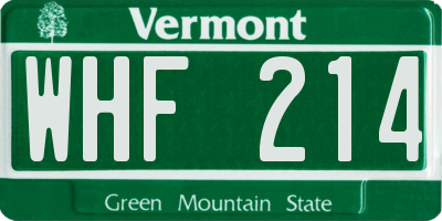 VT license plate WHF214