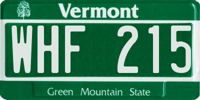 VT license plate WHF215