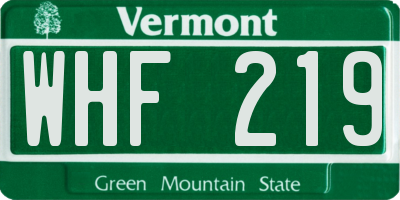 VT license plate WHF219