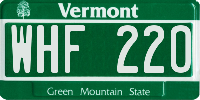 VT license plate WHF220