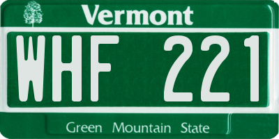 VT license plate WHF221