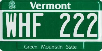 VT license plate WHF222
