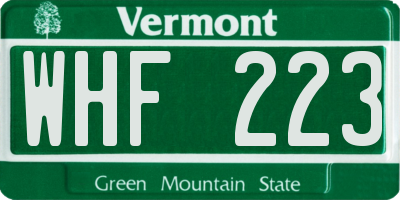 VT license plate WHF223