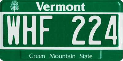 VT license plate WHF224