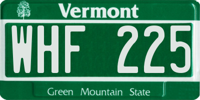 VT license plate WHF225
