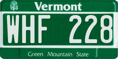 VT license plate WHF228