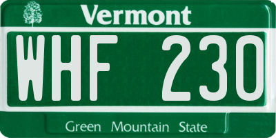 VT license plate WHF230
