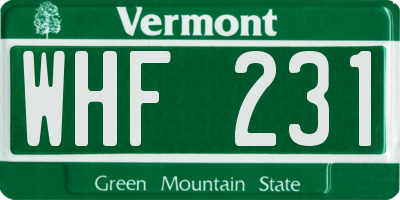 VT license plate WHF231