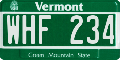 VT license plate WHF234