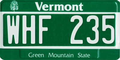 VT license plate WHF235