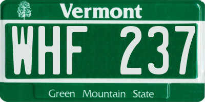 VT license plate WHF237