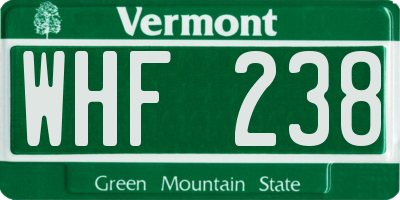 VT license plate WHF238