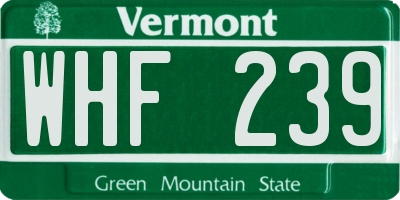 VT license plate WHF239