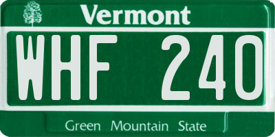VT license plate WHF240