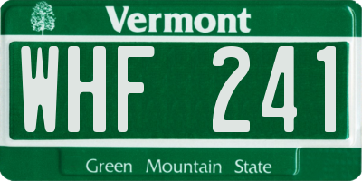 VT license plate WHF241