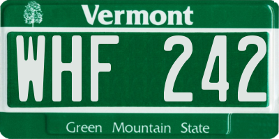VT license plate WHF242