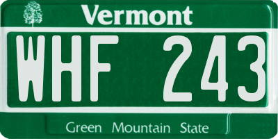 VT license plate WHF243