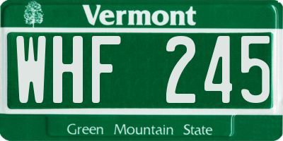 VT license plate WHF245