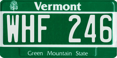 VT license plate WHF246