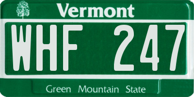 VT license plate WHF247