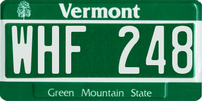 VT license plate WHF248