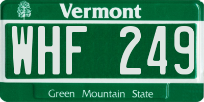 VT license plate WHF249