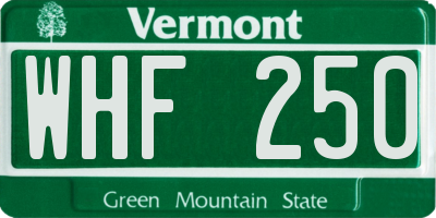VT license plate WHF250