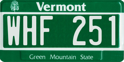 VT license plate WHF251